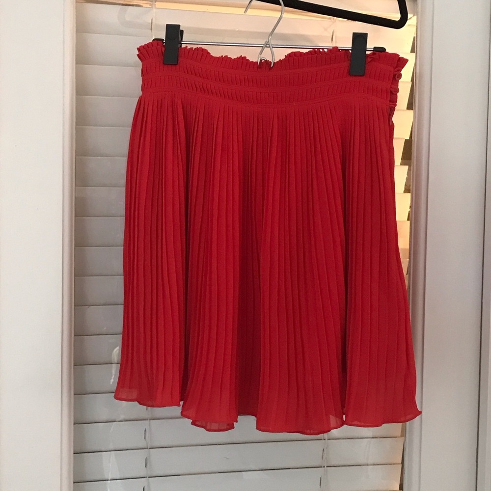 Elegant Red Pleated Skirt
